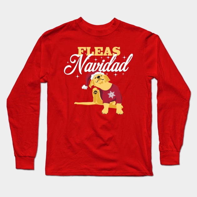 Feliz Navidad Fleas Navidad Yellow Lab Puppy Christmas Long Sleeve T-Shirt by stayfrostybro